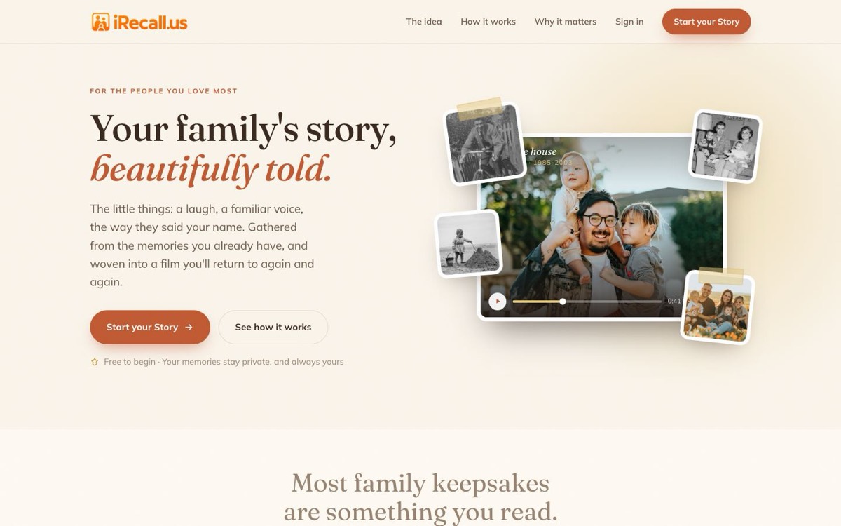 iRecall homepage