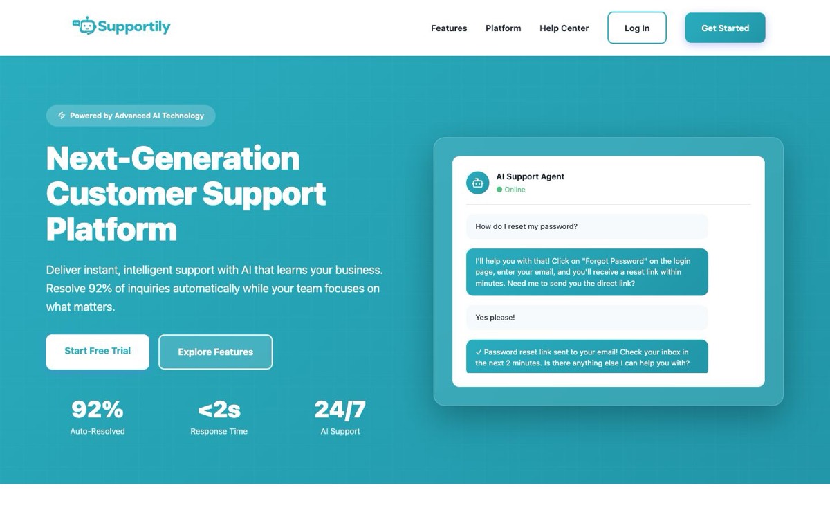 Supportily homepage