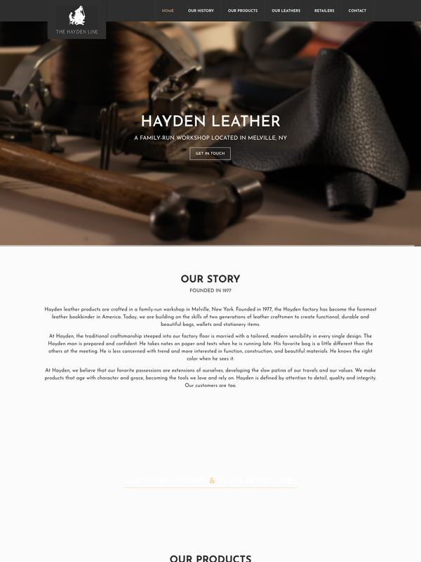 Hayden Leather, website