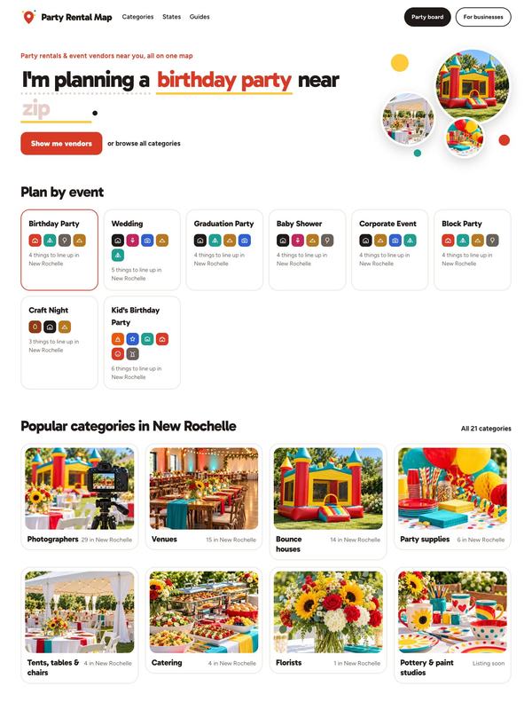 Party Rental Map, website